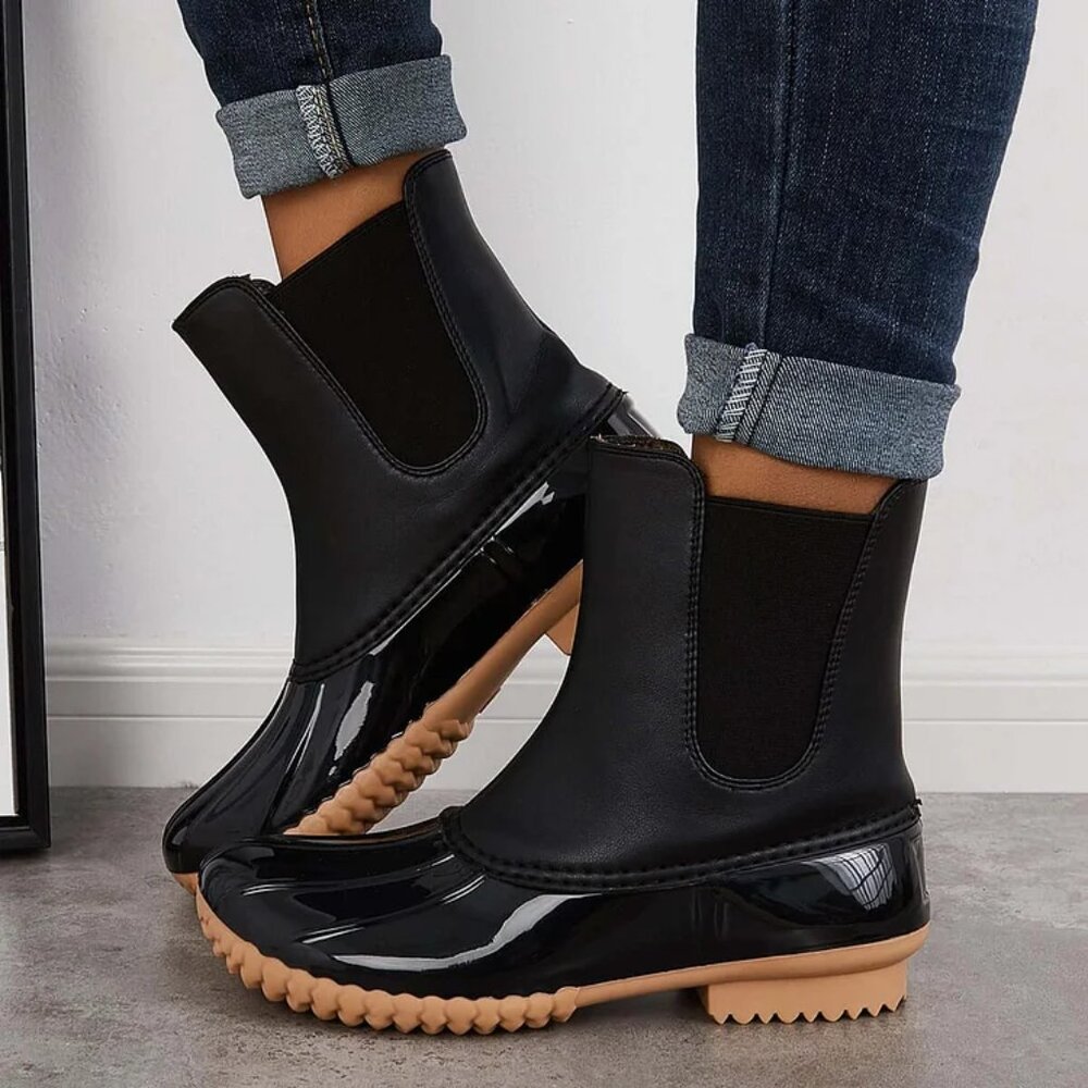 Duck Boots Slip On Glossy Black Matte Black - Picture 6 of 14